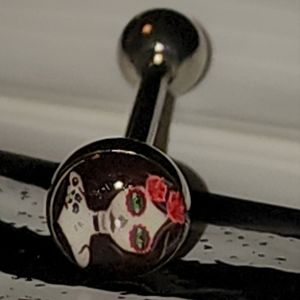 14g tongue ring day of the dead girl livind dead girl